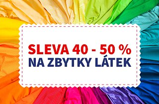 Výprodej zbytků látek na prodejně Štěrboholy