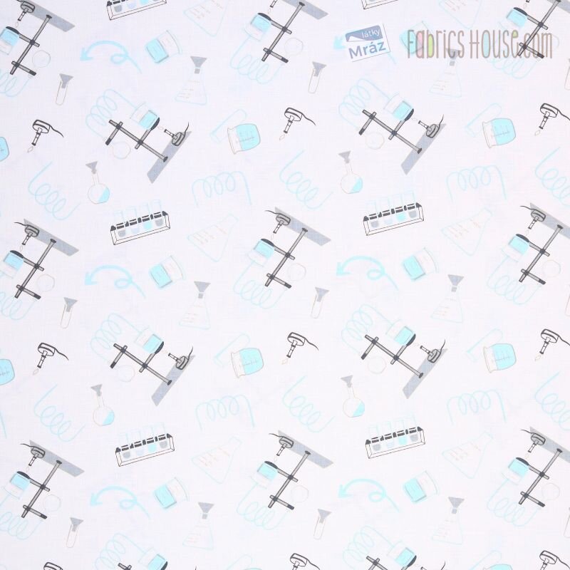 Cotton of the Science Lab collection with chemical motif | FabricsHouse.com